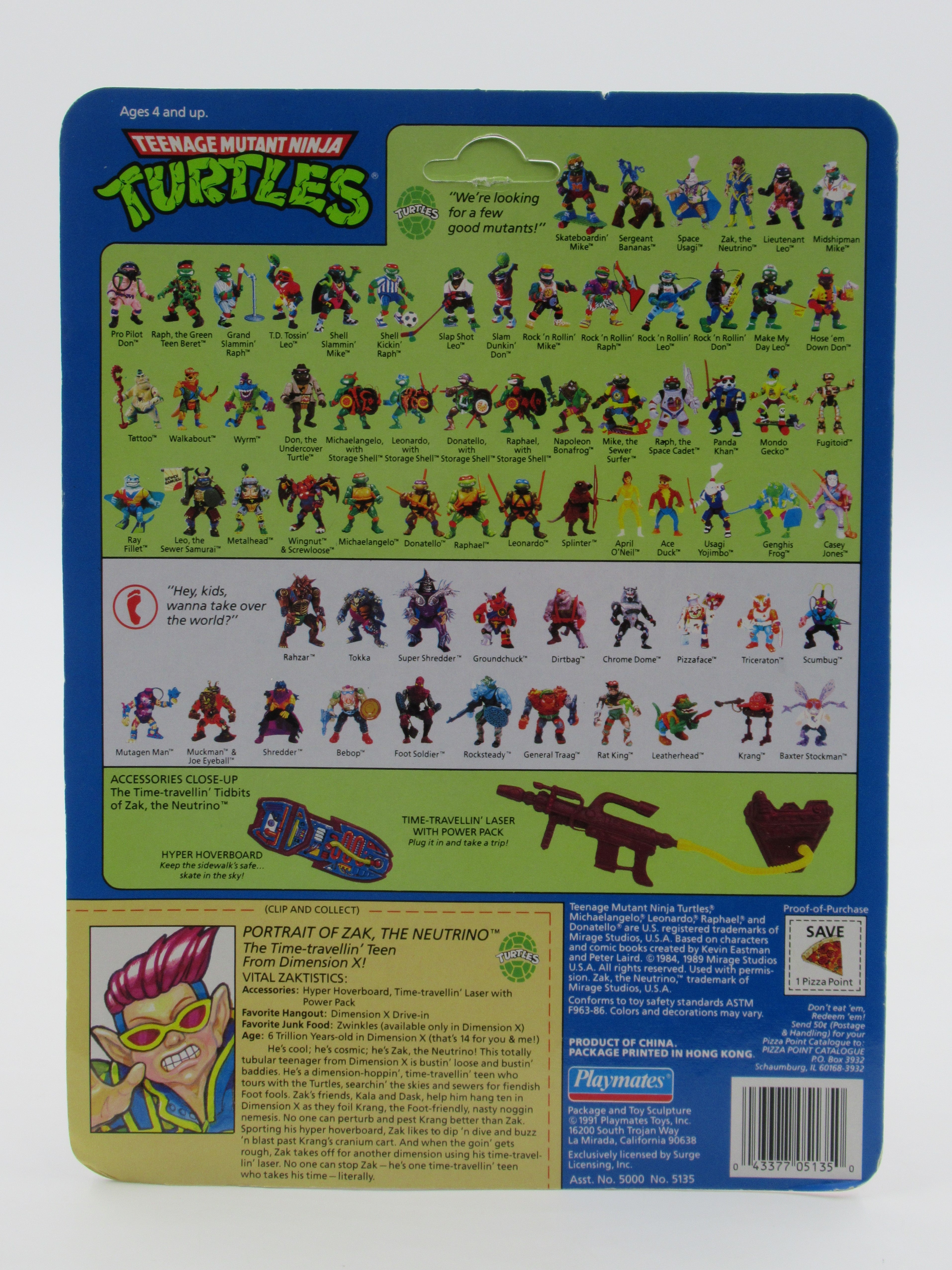 Teenage Mutant Ninja Turtles Zak, the Neutrino 4.5" Figure TMNTs - Playmates (1991)